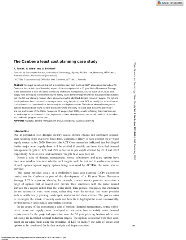 (PDF) The Canberra least cost planning case study