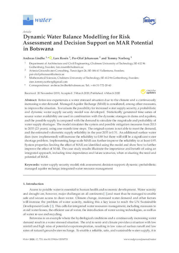 (PDF) Dynamic Water Balance Modelling for Risk Assessment and Decision ...