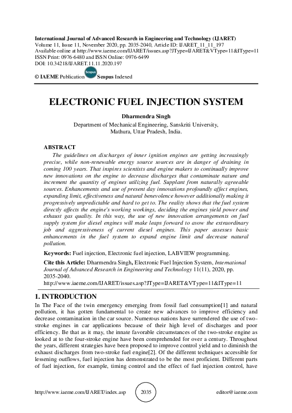 (PDF) ELECTRONIC FUEL INJECTION SYSTEM IAEME Publication Academia.edu