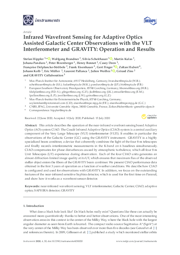 (PDF) Infrared Wavefront Sensing for Adaptive Optics Assisted Galactic ...