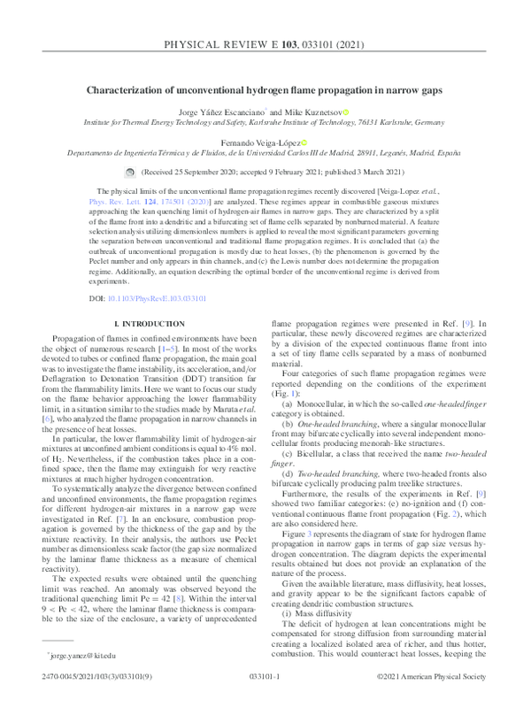 (PDF) Characterization of unconventional hydrogen flame propagation in ...