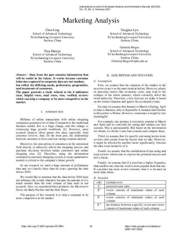 (PDF) Marketing Analysis