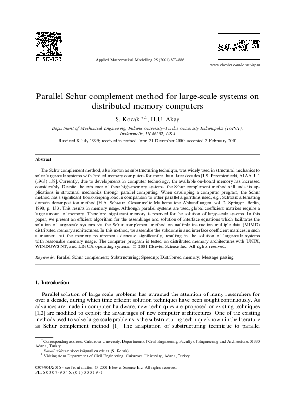 (PDF) Parallel Schur complement method for large-scale systems on ...