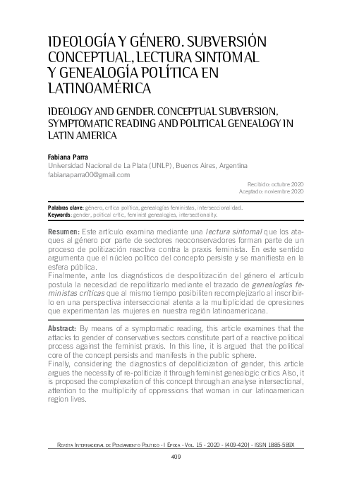  PDF IDEO LOG A Y G NERO SUBVERSI N CONCEPTUAL LECTURA SINTOMAL Y 
