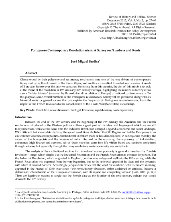 (PDF) Portuguese Contemporary Revolutionarism: A Survey on Numbers and ...