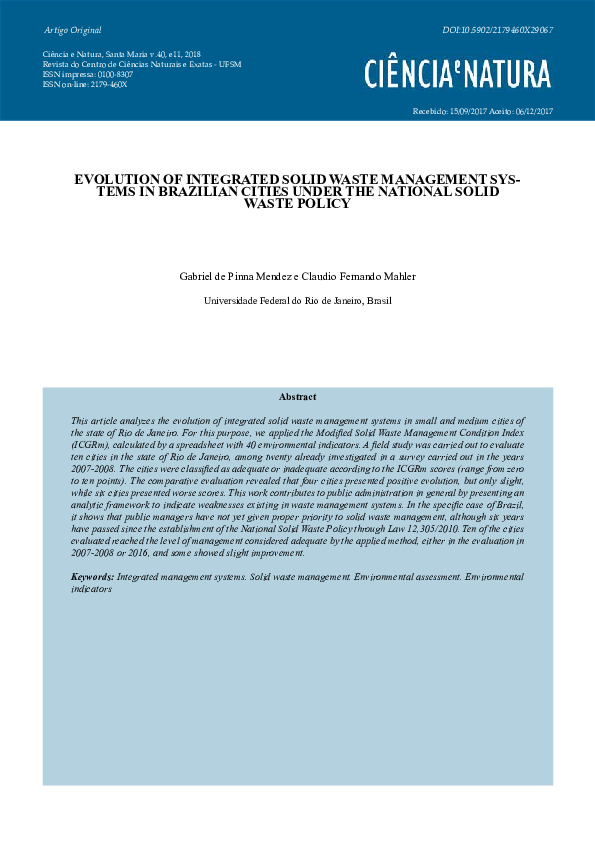 (PDF) Evolution of integrated solid waste management systems in ...