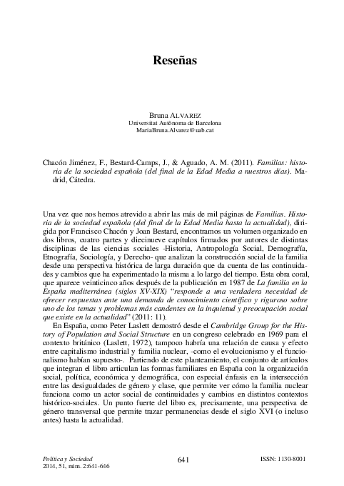 PDF) CHACÓN JIMÉNEZ, F., BESTARD-CAMPS, J., & AGUADO, A. M. (2011