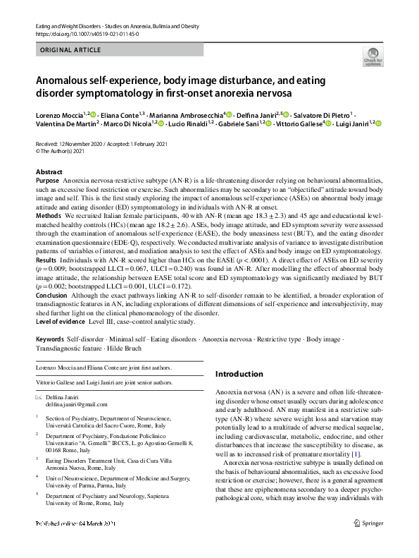 (PDF) Anomalous self-experience, body image disturbance, and eating ...