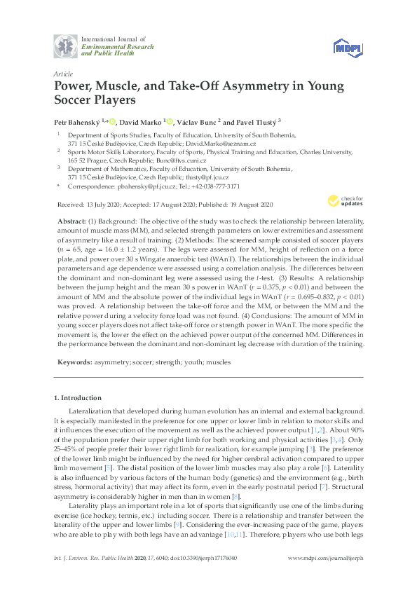 (PDF) Power, Muscle, and Take-Off Asymmetry in Young Soccer Players