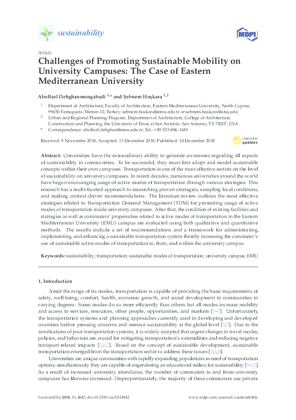 (PDF) Challenges of Promoting Sustainable Mobility on University ...