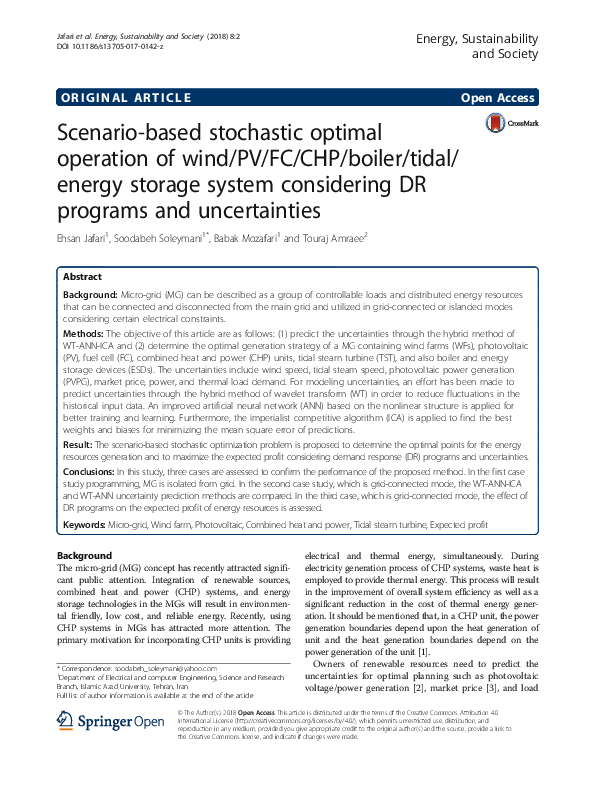 (PDF) Scenario-based stochastic optimal operation of wind/PV/FC/CHP ...