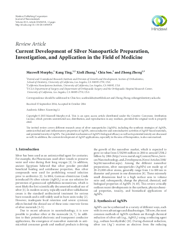 (PDF) Current Development of Silver Nanoparticle Preparation ...