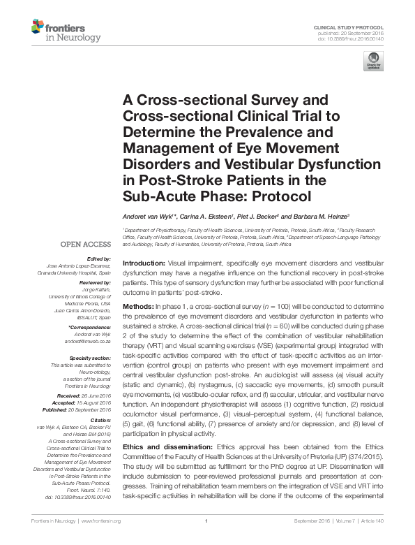 (PDF) A Cross-sectional Survey and Cross-sectional Clinical Trial to ...