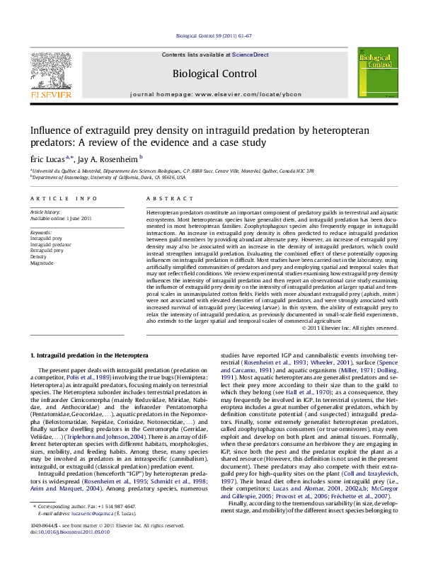 (PDF) Influence of extraguild prey density on intraguild predation by ...