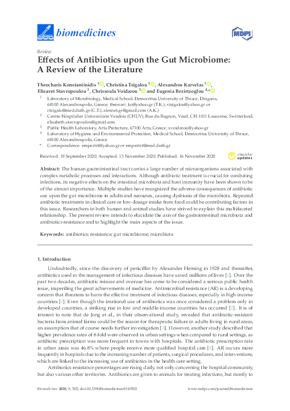 (PDF) biomedicines Effects of Antibiotics upon the Gut Microbiome: A ...