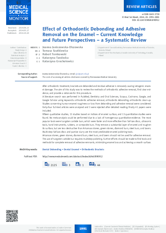 (PDF) Effect of orthodontic debonding and adhesive removal on the