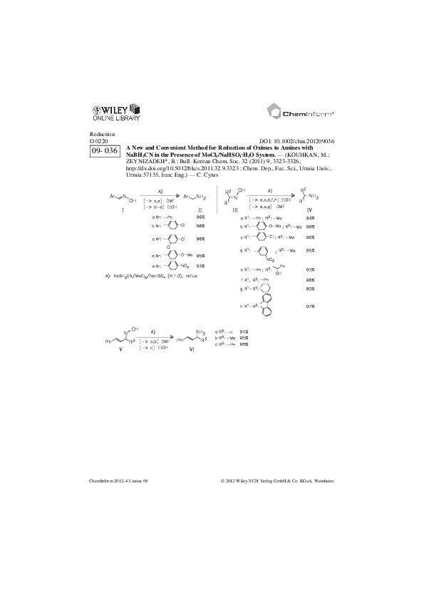 (PDF) ChemInform Abstract: A New and Convenient Method for Reduction of ...
