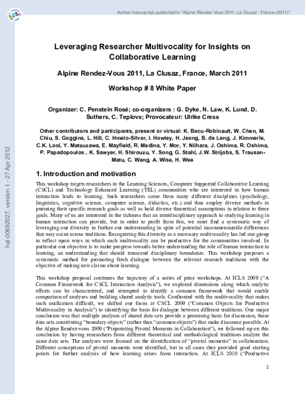 (PDF) Leveraging Researcher Multivocality for Insights on Collaborative ...