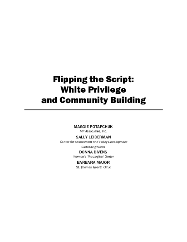 (PDF) Flipping the Script: White Privilege and Community Building ...