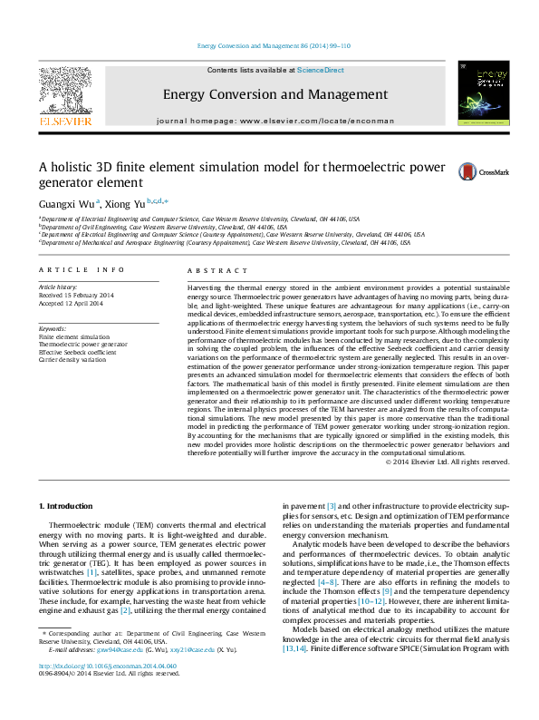(PDF) A holistic 3D finite element simulation model for thermoelectric ...