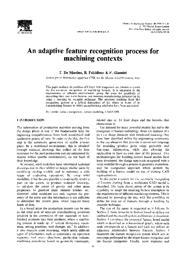 (PDF) An adaptive feature recognition process for machining contexts