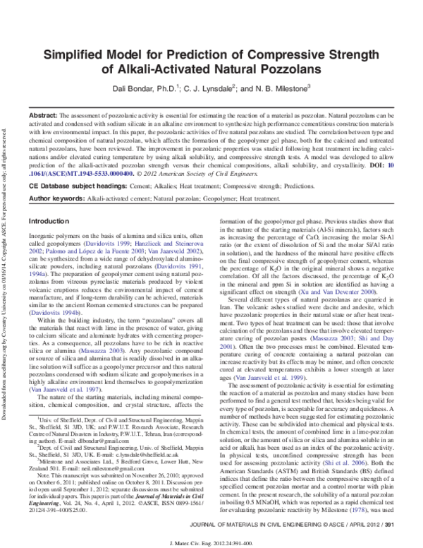 (PDF) Simplified Model for Prediction of Compressive Strength of Alkali ...