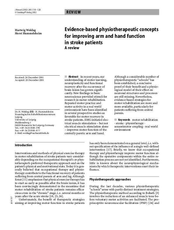 (PDF) Evidence-based physiotherapeutic concepts for improving arm and ...