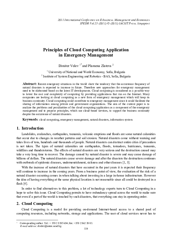 (PDF) Principles of Cloud Computing Application in Emergency Management