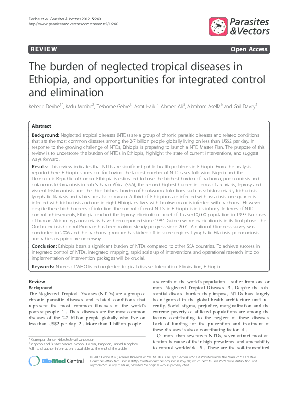 (PDF) Burden of NTDs in Ethiopia