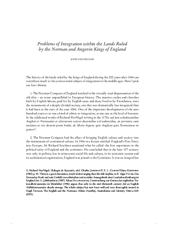 Problems of Integration within the Lands Ruled by the Norman and Angevin Kings of England