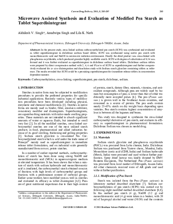 (PDF) Microwave Assisted Synthesis and Evaluation of Modified Pea ...