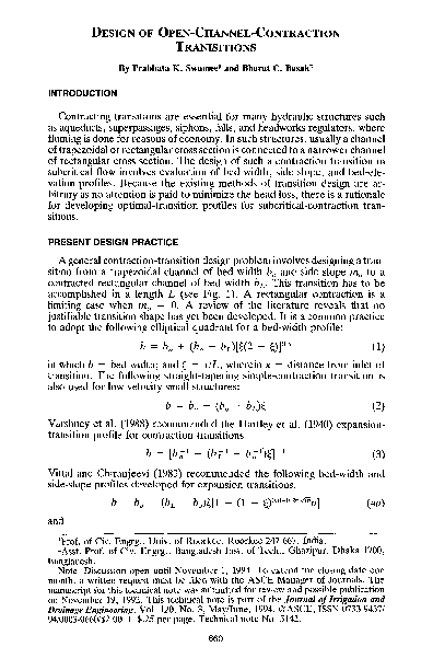 (PDF) Design of Open‐Channel‐Contraction Tranisitions