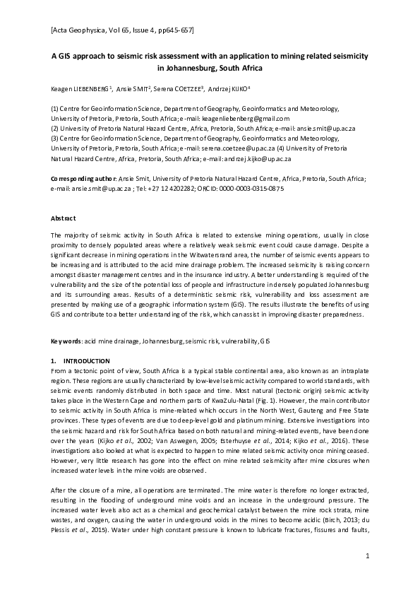 (PDF) A GIS approach to seismic risk assessment with an application to ...