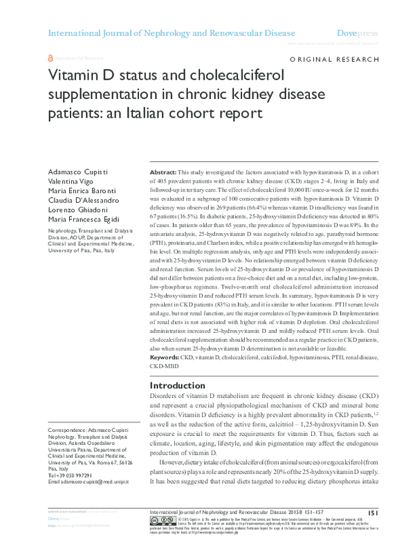 (PDF) Vitamin D status and cholecalciferol supplementation in chronic ...