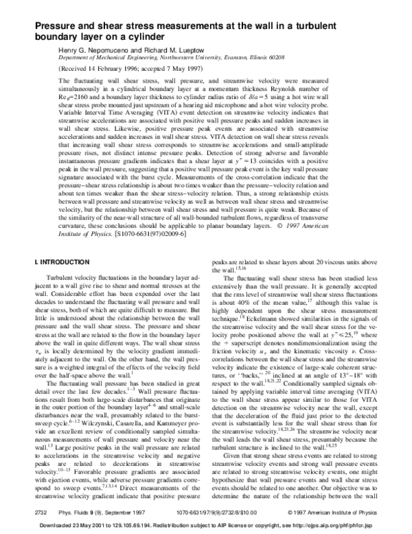 (PDF) Pressure and shear stress measurements at the wall in a turbulent ...