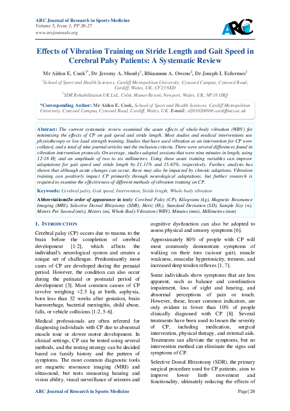 (PDF) Effects of Vibration Training on Stride Length and Gait Speed in ...