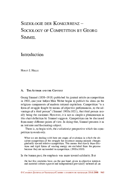 (PDF) Soziologie Der Konkurrenz Sociology of Competition by Georg Simmel