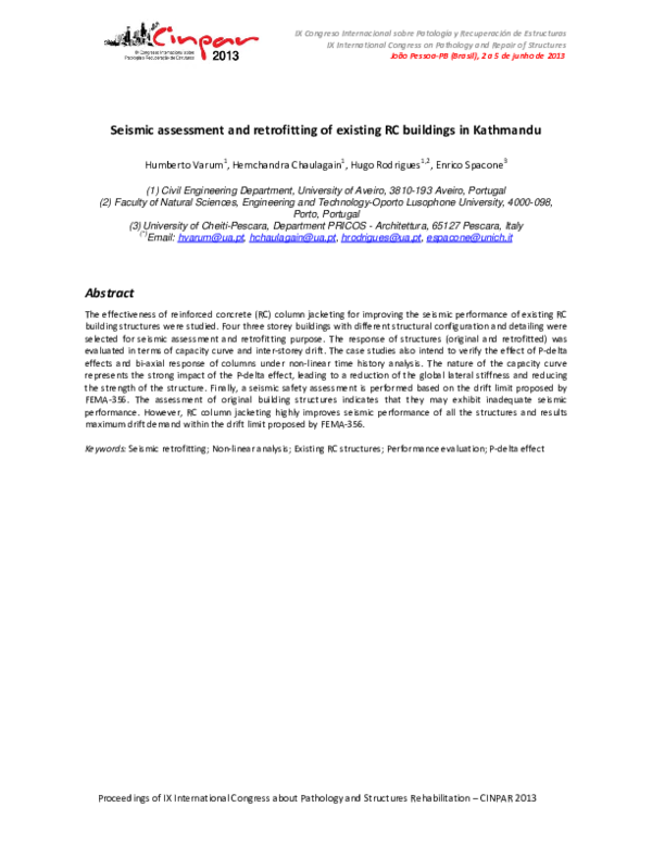 (PDF) Seismic assessment and retrofitting of existing RC buildings in ...
