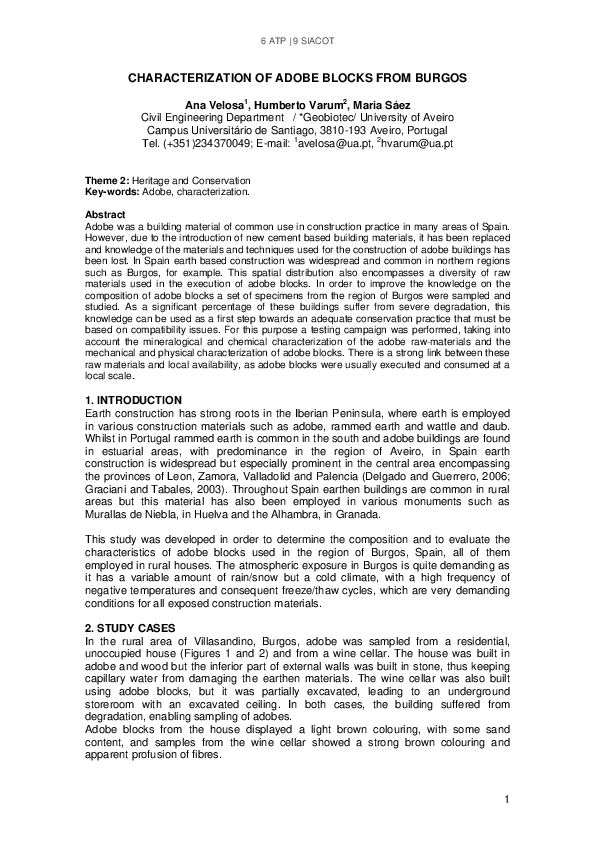 (PDF) Characterization of adobe blocks from burgos