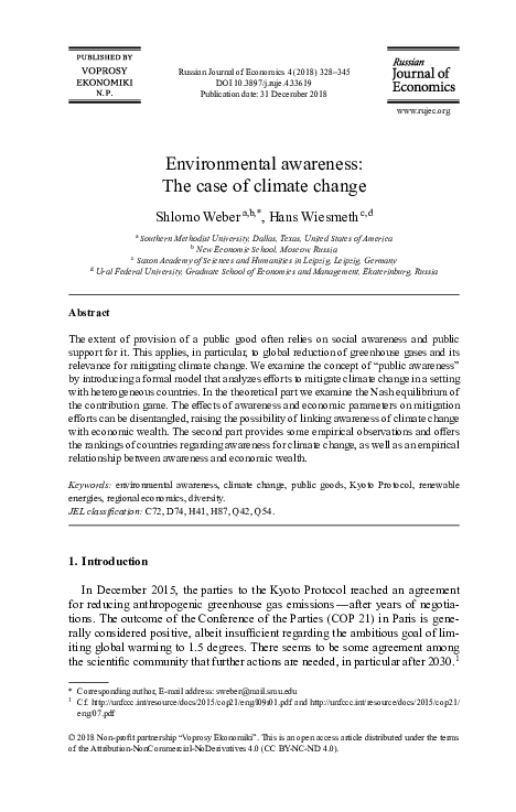 (PDF) Environmental awareness: The case of climate change