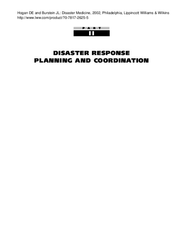 (PDF) DISASTER RESPONSE PLANNING AND COORDINATION I I