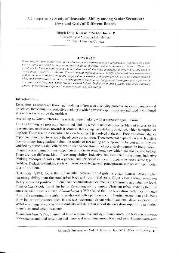 (PDF) A Comparative Study of Reasoning Ability among Senior Secondary ...