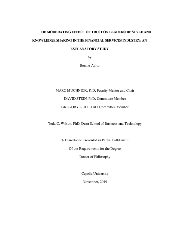 (PDF) THE MODERATING EFFECT OF TRUST ON LEADERSHIP STYLE AND KNOWLEDGE ...
