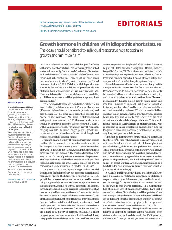 (PDF) Growth hormone in children with idiopathic short stature