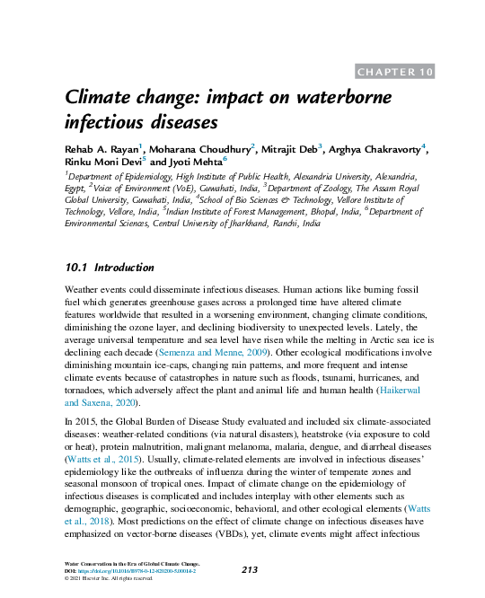 (PDF) Climate change: impact on waterborne infectious diseases