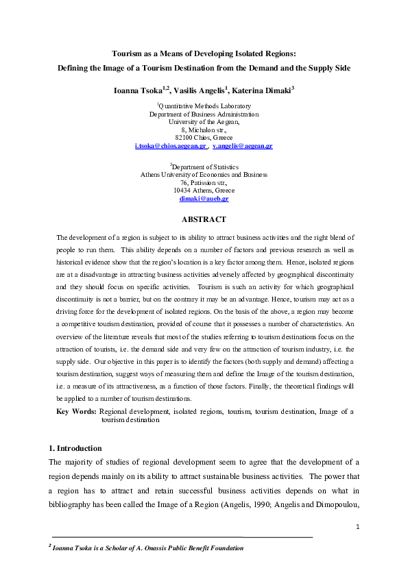 (PDF) Tourism as a means of developing isolated regions: Defining the ...