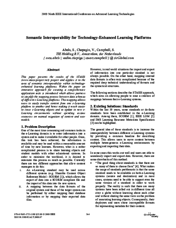 (PDF) Semantic Interoperability for Technology-Enhanced Learning Platforms