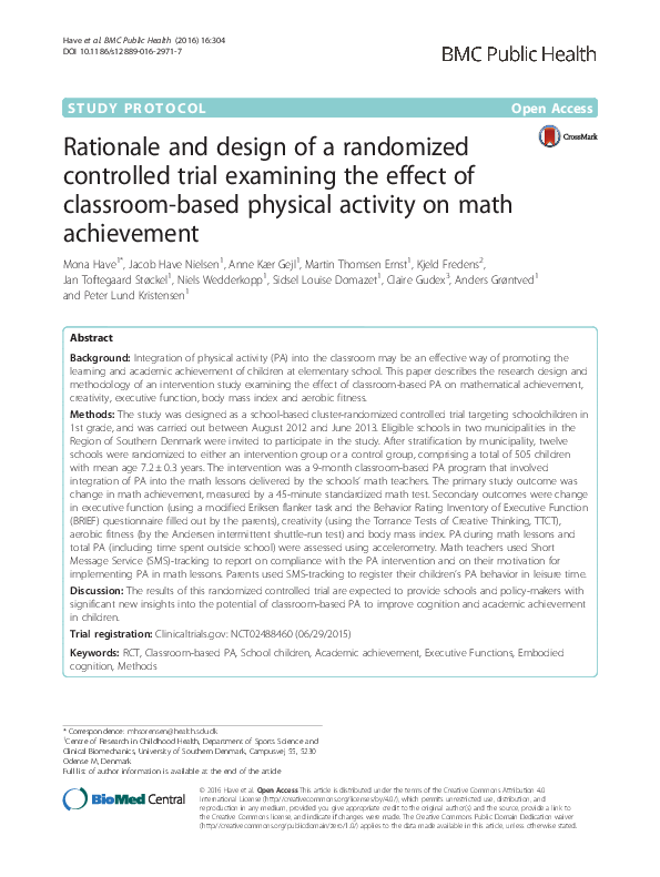 (PDF) Rationale and design of a randomized controlled trial examining ...
