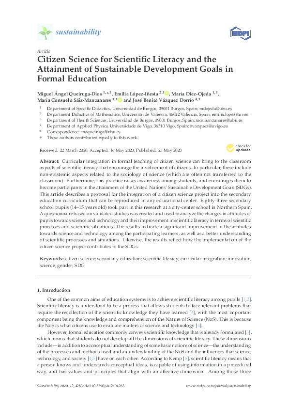 (PDF) Citizen Science for Scientific Literacy and the Attainment of ...