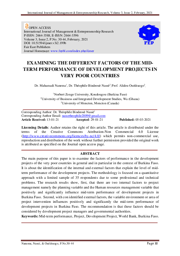 (PDF) EXAMINING THE DIFFERENT FACTORS OF THE MID- TERM PERFORMANCE OF ...